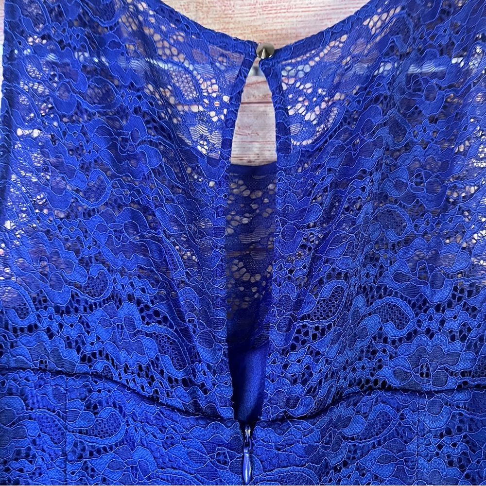 Jessica Simpson Royal Blue Lace Overlay Dress Size 12 - Picture 8 of 13